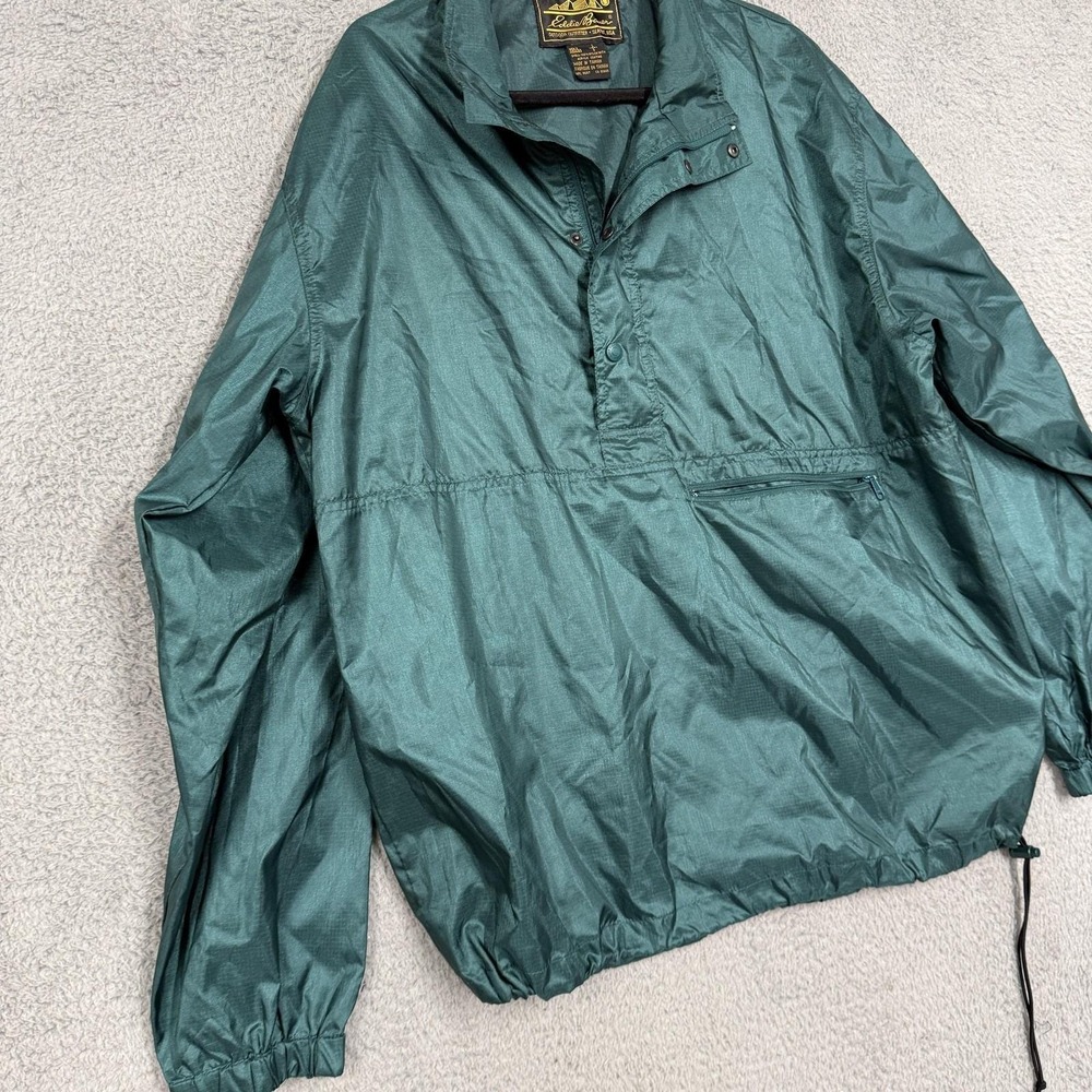 Vintage Eddie Bauer Jacket Mens Large Green Sac Shirt Nylon Windbreaker 80s 90s - Picture 2 of 14